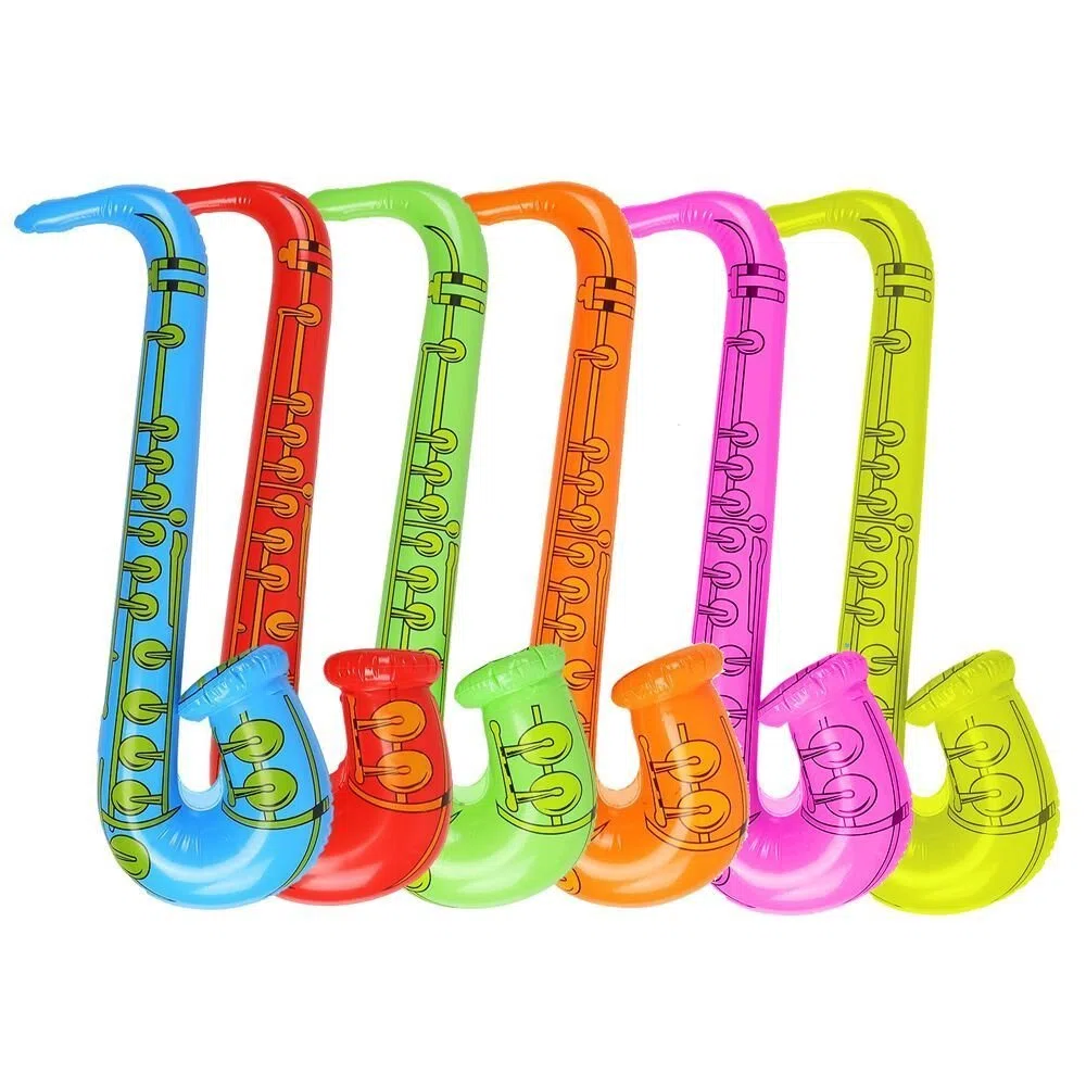 Strumenti musicali gonfiabili gonfiabili per chitarra, sassofono, microfono per feste, bomboniere, palloncini, colori casuali (4 sassofoni)