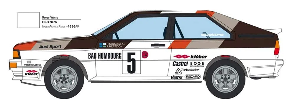 Italeri 3642 Modello in Plastica da Assemblare, Auto, Audi Quattro Rally, Model Kit, Scala 1:24