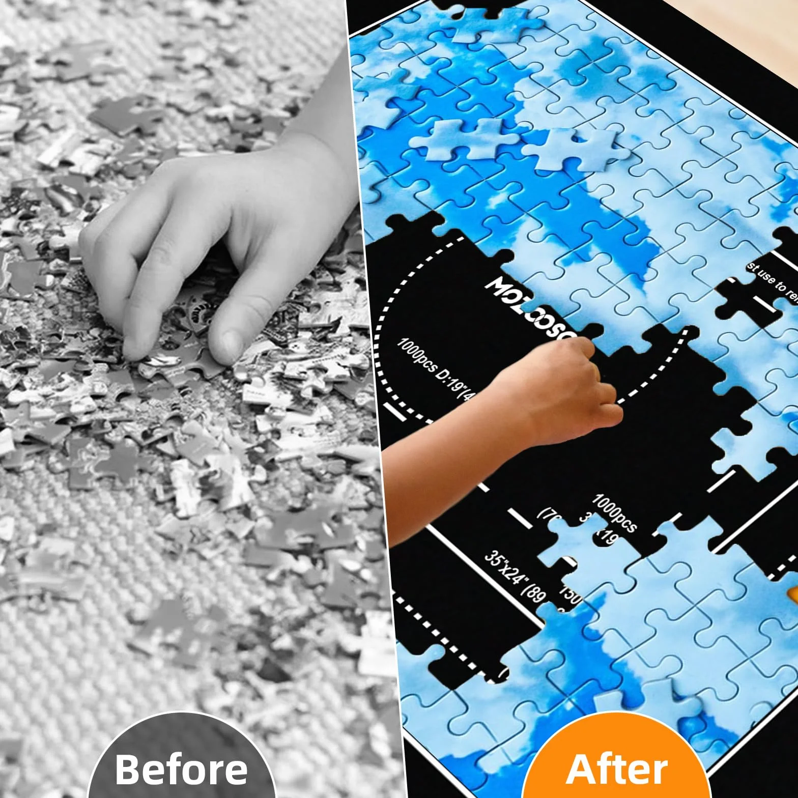 MOZOOSON Tappeto Puzzle da 2000, 1500, 1000 Pezzi, Tappetino Puzzle Feltro, Puzzle Portatile Tappetino, Puzzle Roll Up Mat Puzzle Pad Accessori per Puzzle