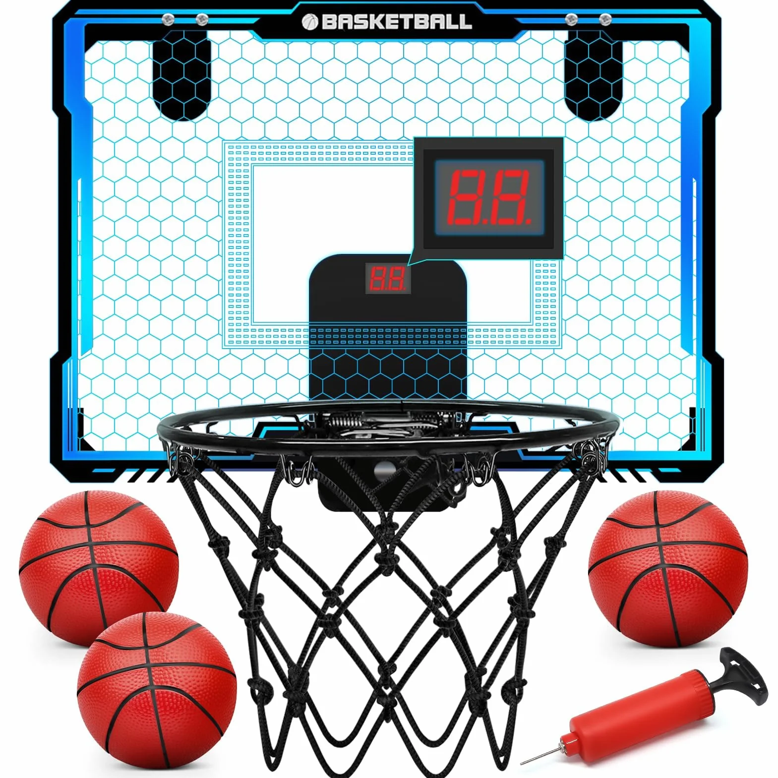 Yimore Canestro Basket da Camera, Mini Canestro Basket per Bambini Giocattoli Sportivi con Punteggio Automatico e 7 Colori LED