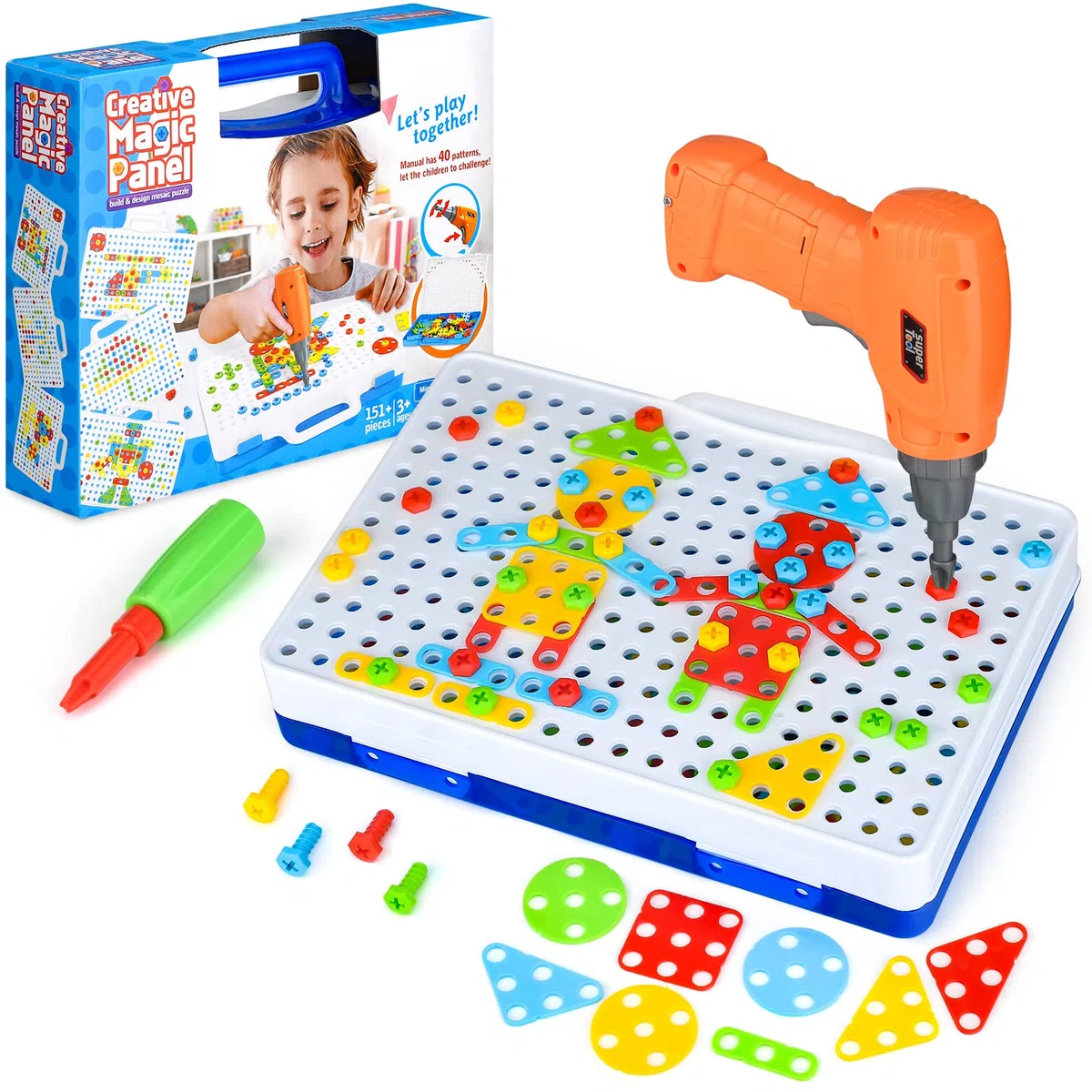 TI-TOO Giocattolo 3D da smontare per bambini Puzzle Costruzioni Giocattolo per bambini di 3 4 5 anni Puzzle Creativi Montaggio FAI DA TE Kit di Costruzione Trapano con Scatola di Conservazione