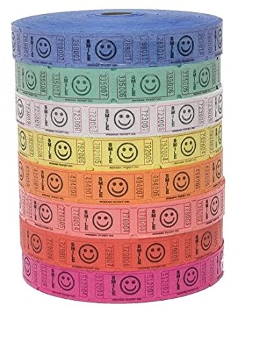 Raffle Tickets – 4 rotoli da 2000 Tickets) 8,000 Total Smile Raffle Tickets (4 colori assortiti)