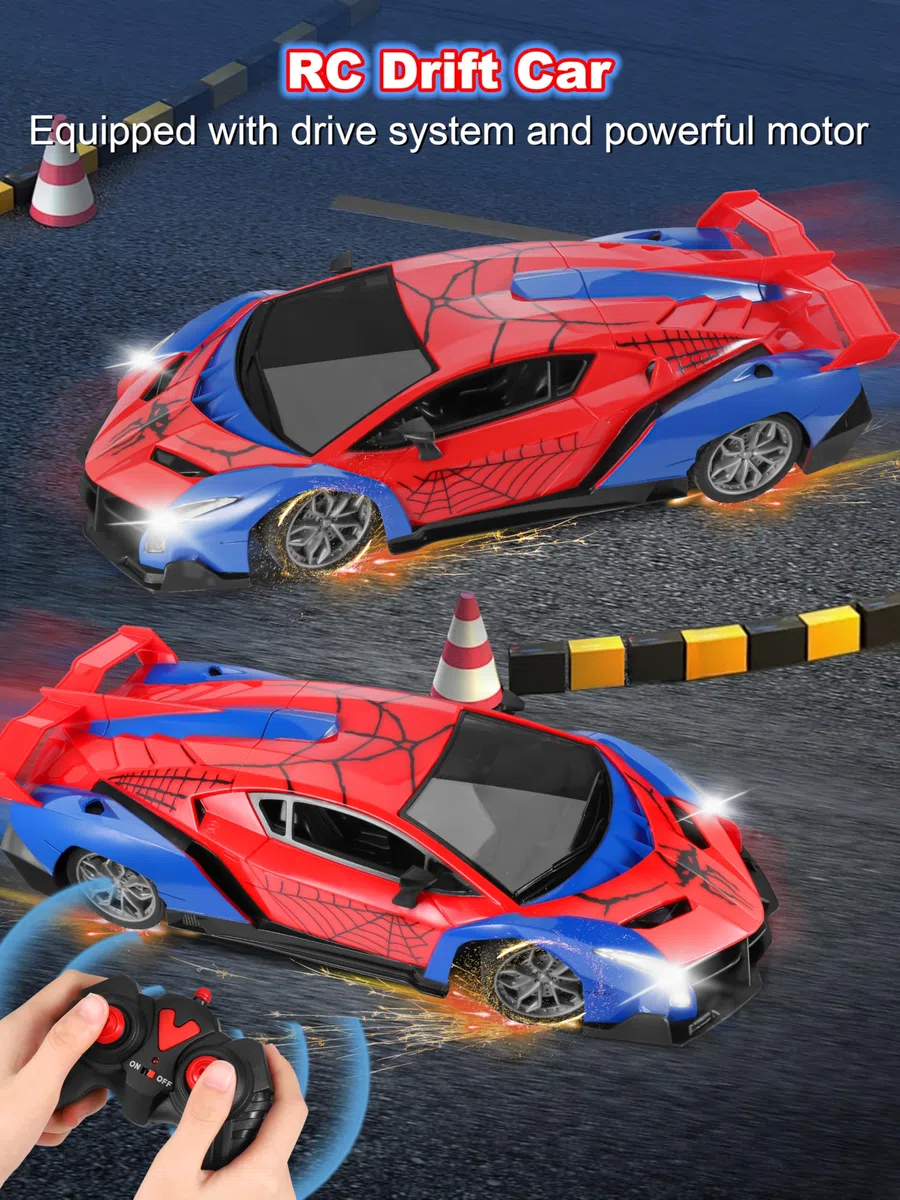 Kssvzz Auto Telecomandata, Spider Auto Radiocomandata da Corsa Veloce con Luci, Macchinine Giocattolo per Bambini 3 4 5 6 7 8 9 Anni Regalo Giochi Esterno Gioco