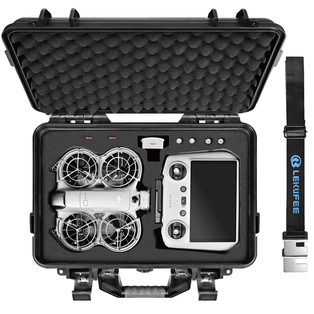 LEKUFEE Valigia Rigida Impermeabile per DJI Neo 2,Fly More Combo, DJI RC 2/RC N3, batteria (5 pezzi), Hub di Ricarica e altri Accessori (Solo Custodia)