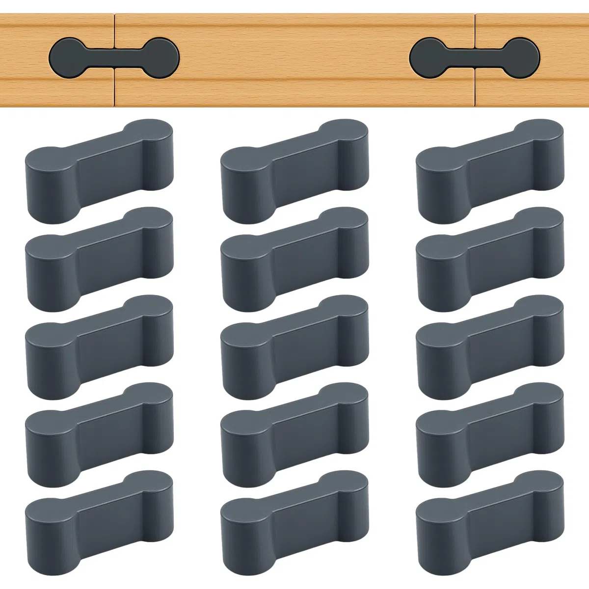 15 Pezzi Adattatori Pista Treno Legno,Train Track Accessories, Set Connettori Universali Adattatore,Set Connettori binari in plastica,Riutilizzabili connettori Binari