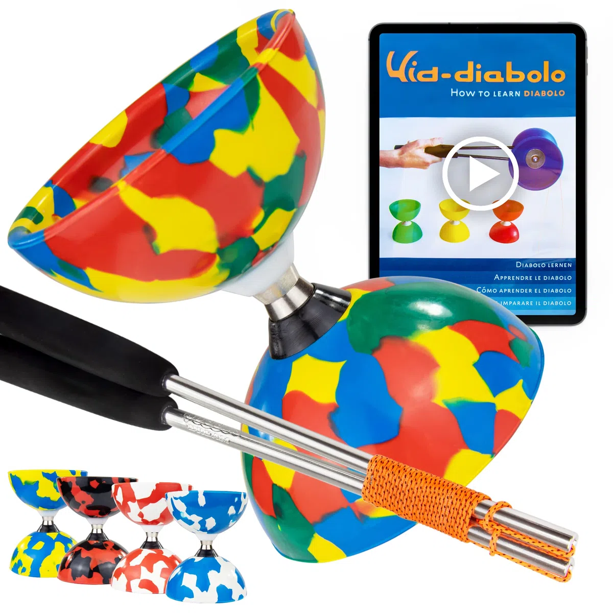 Juggle Dream Jester Cuscinetto a Sfera Diabolo, Bacchette in Alluminio, Video di Apprendimento Online – Giocattolo da Giocoleria Set (Multicolore)