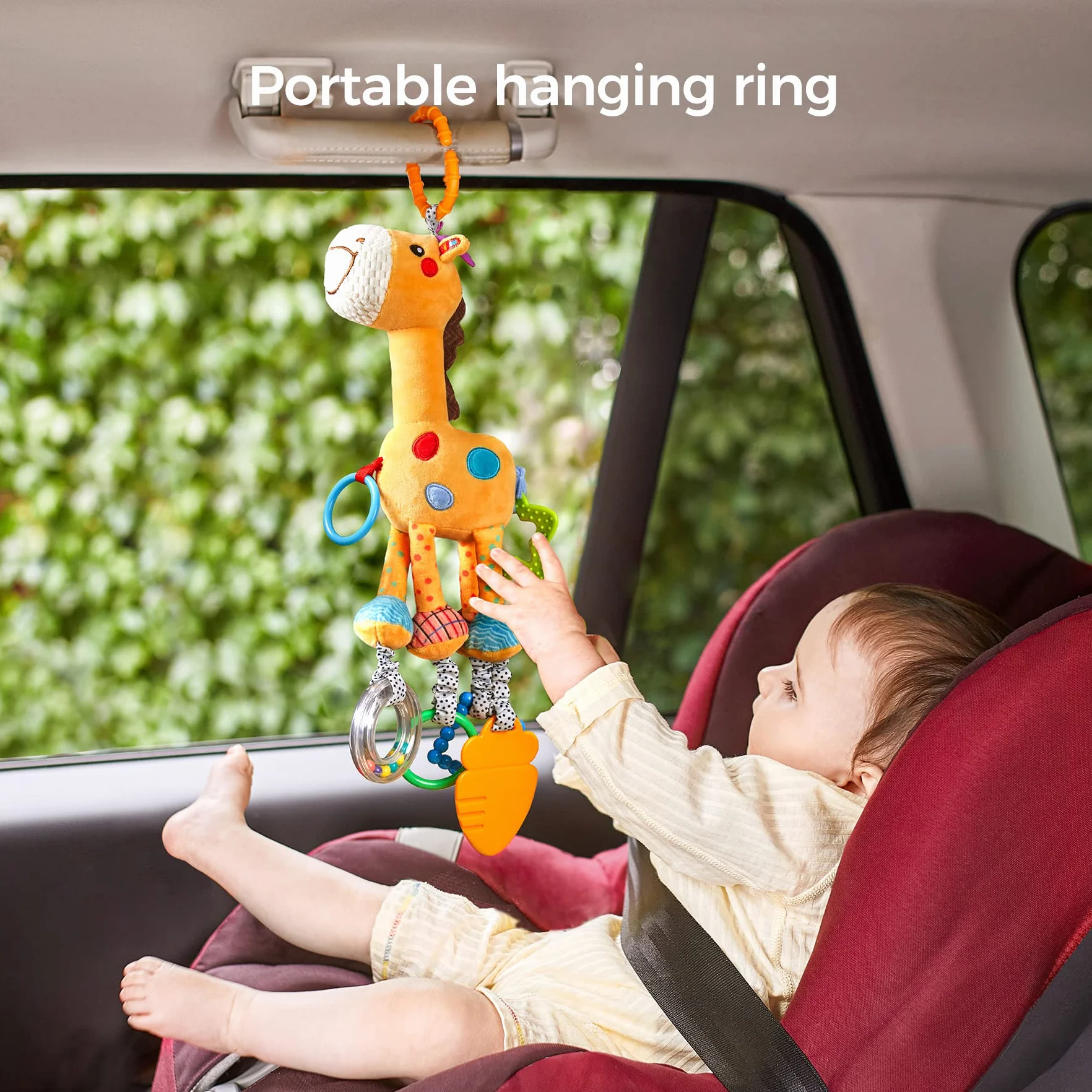 TUMAMA Giocattoli Giraffa Neonato 0 3 6 12 Mesi, Passeggino Appeso Giraffa Sonaglio Carrozzina Giocattoli con Campana di Suono, Seggiolino Auto Giochi, Peluche Giocattolo Sensoriale Regalo per Neonati