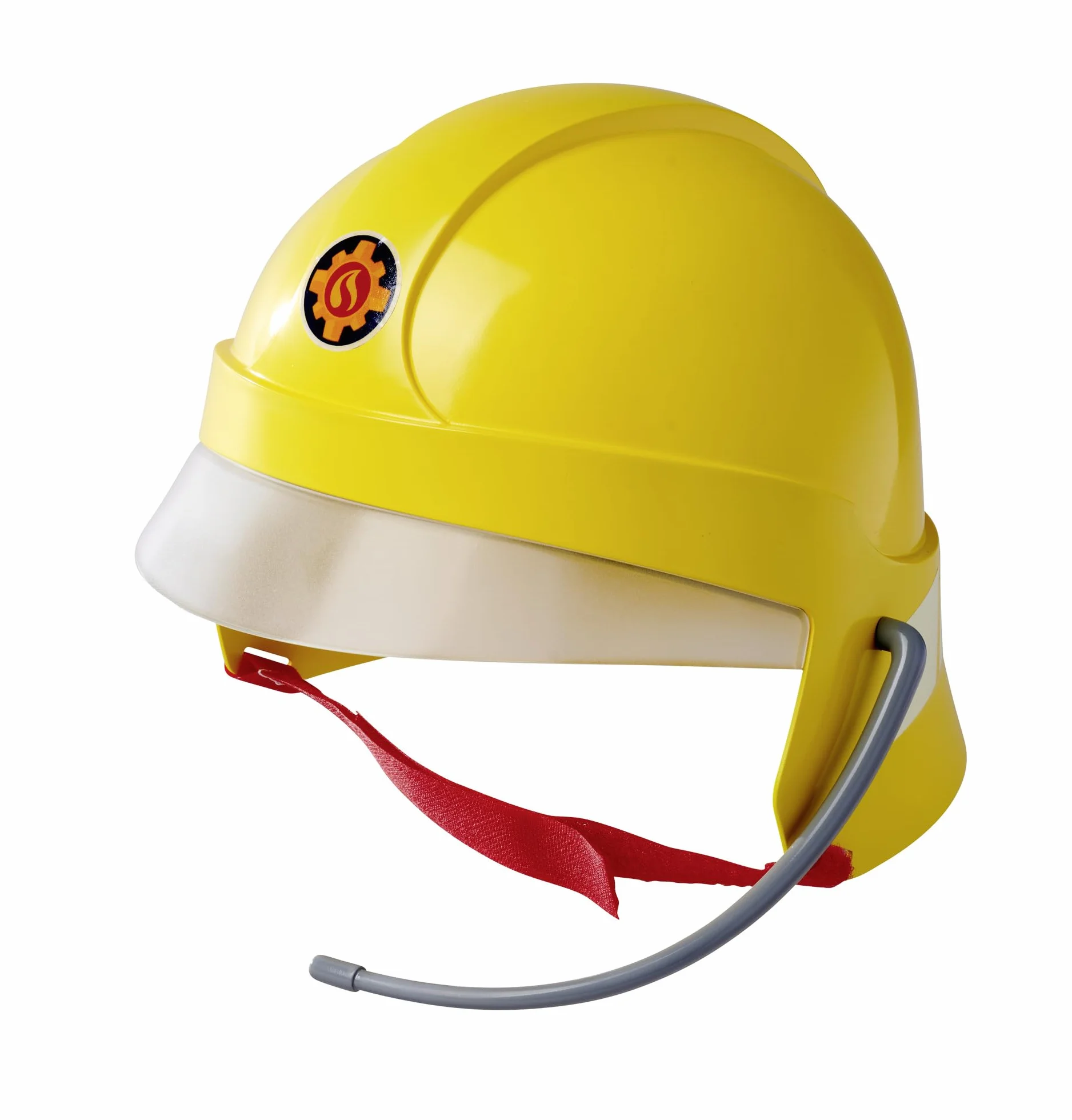 SIMBA 109252596 Sam - Casco da pompiere con visiera e adesivo si illuminano al buio, con microfono, cuscinetti in schiuma all'interno, dai 3 anni in su, rosso