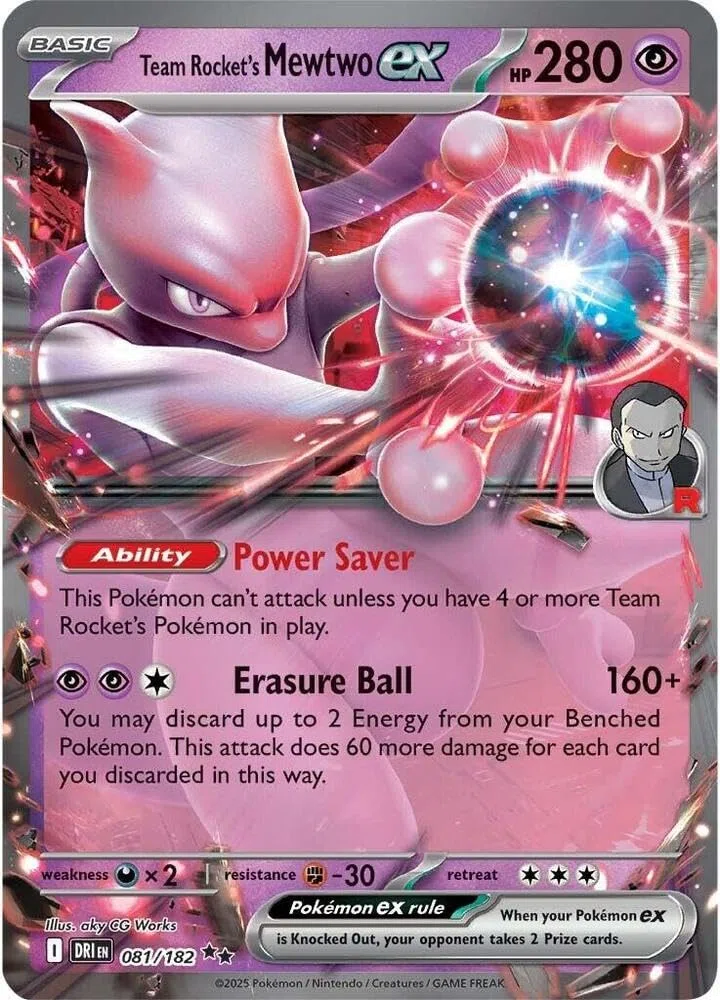 Pokemon – Team Rocket's Mewtwo ex – 081/182 – Destined Rivals – doppia rara – carta singola