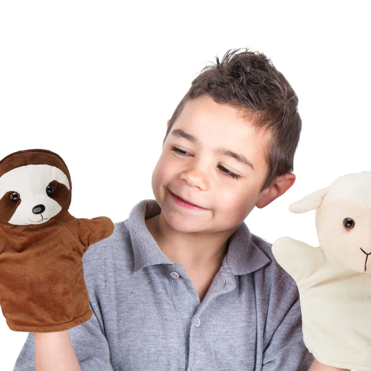Relaxdays Burattini, Marionette, Bambini, Set da 8 Animali, Pinguino, Scimmia, Unicorno, Bradipo, Fenicottero, colorati