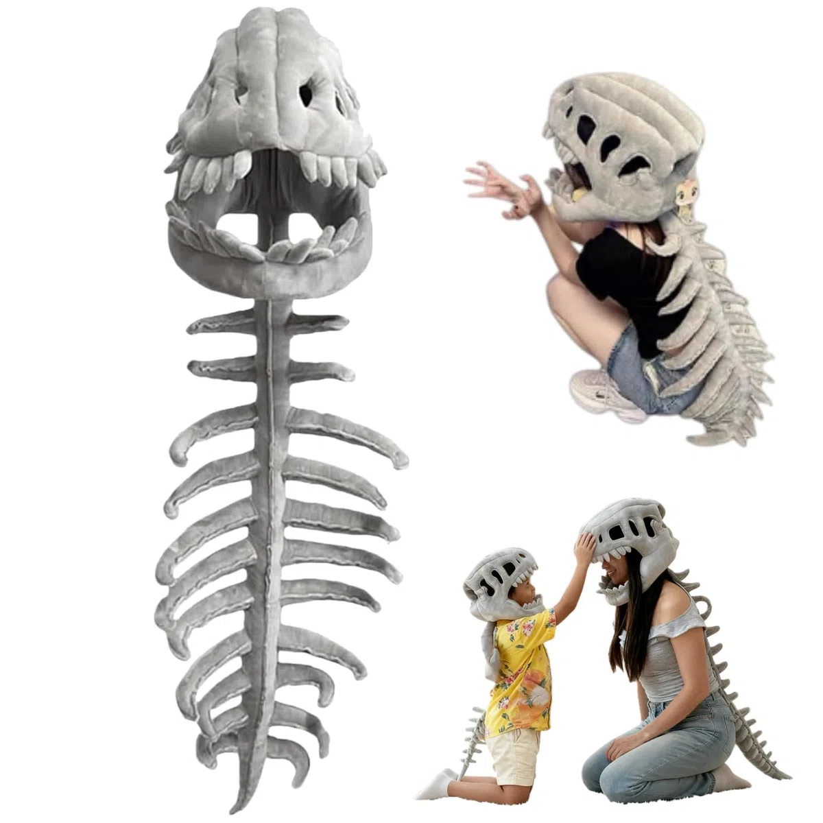 Spinosaurus Plush Dino Outfit, Costume Dinosauro Peluche Spinosaurus, Peluche Dinosauro con Design Scheletro 3D per Halloween, lavabile in lavatrice (75cm/29.5in)