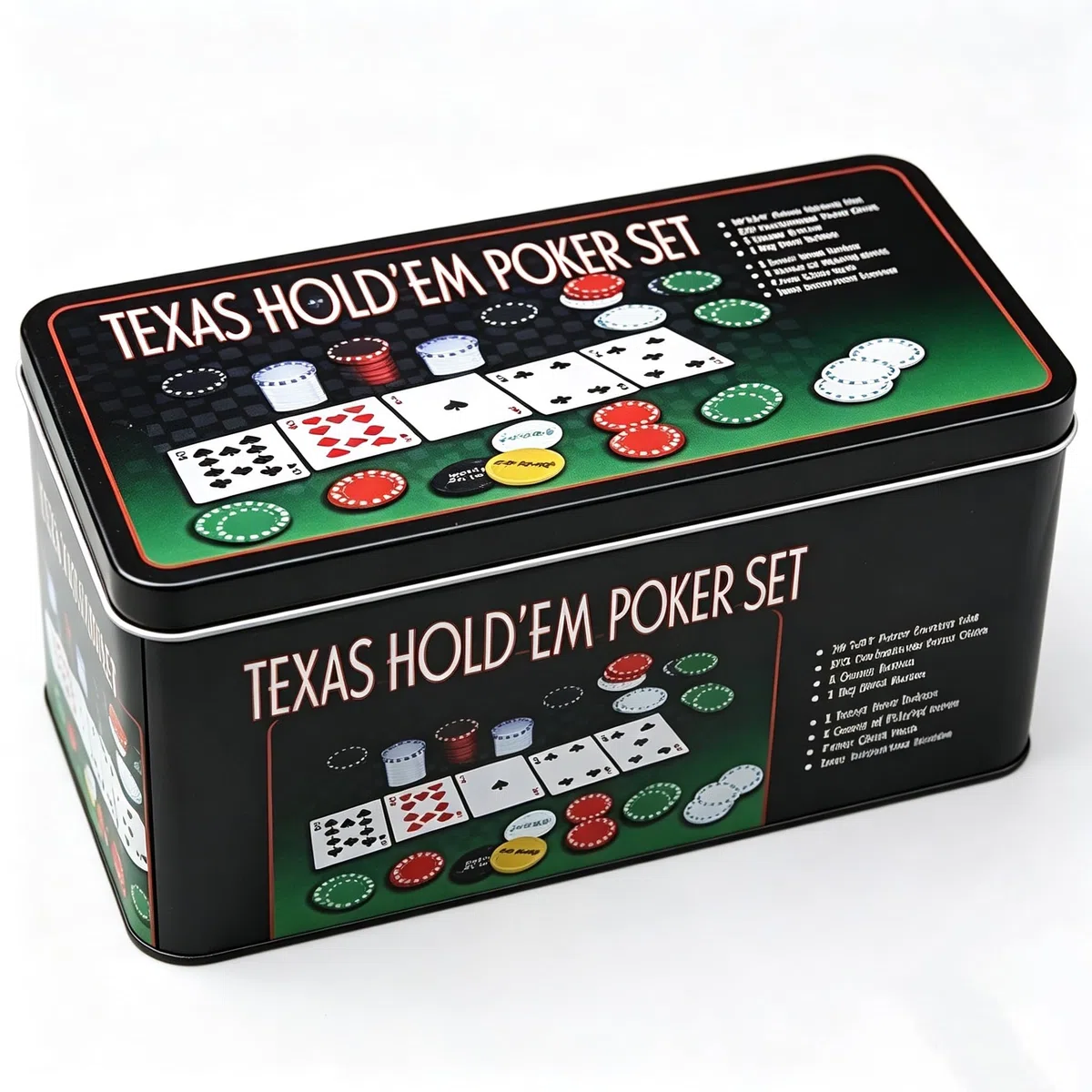 ISDI Set da poker in metallo, 200 fiches da poker, 2 mazzi, pulsante dealer, piccolo cieco, big blind, tappetino da gioco