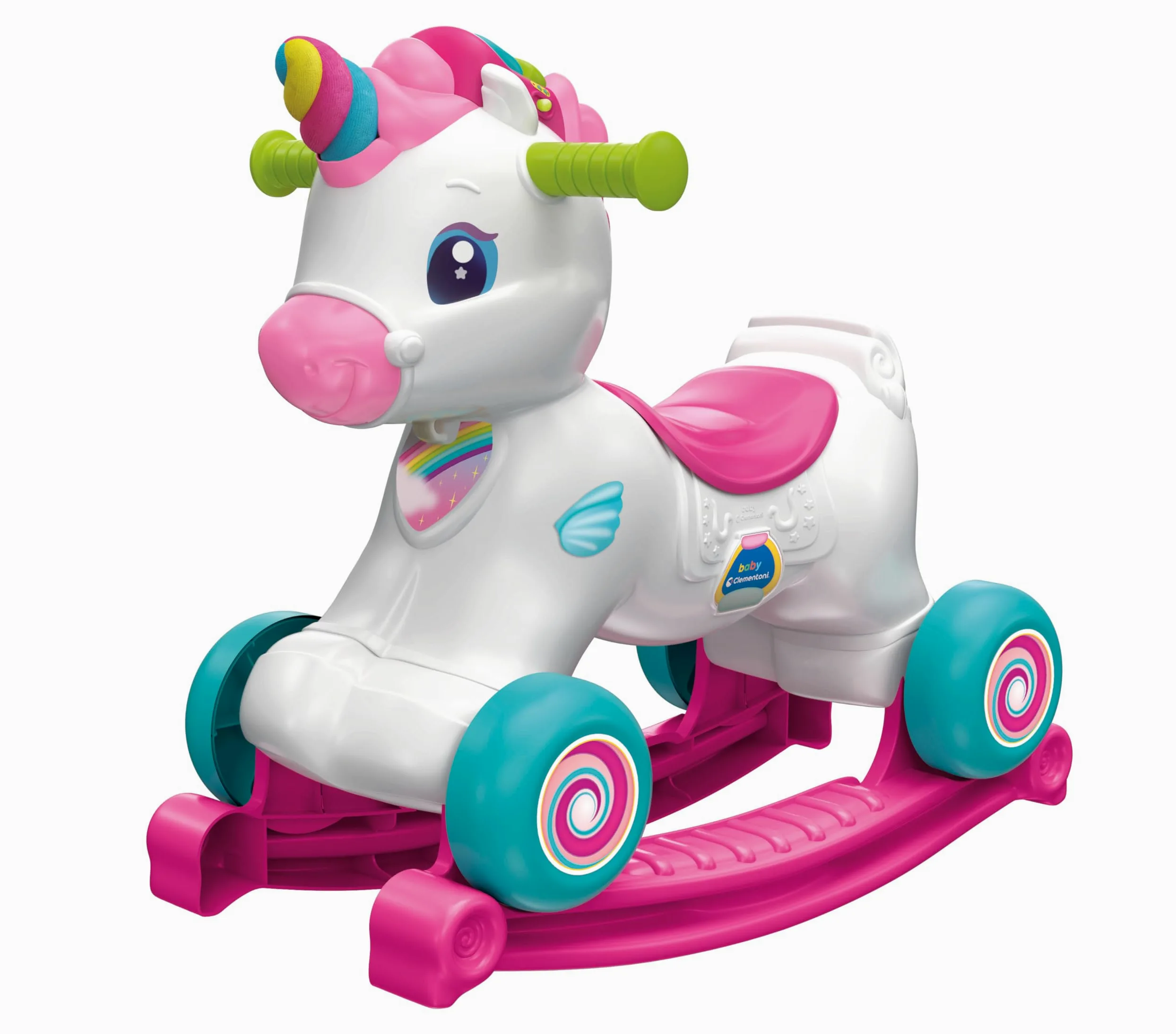 Baby Clementoni - Nuvola Dolce Unicorno, Ride On 3 in 1 Educativo per Bambino 12-36 Mesi, Gioco Parlante in Italiano e Inglese, Giocattolo Primi Passi con Suoni, Luci e attività Educative, 17855