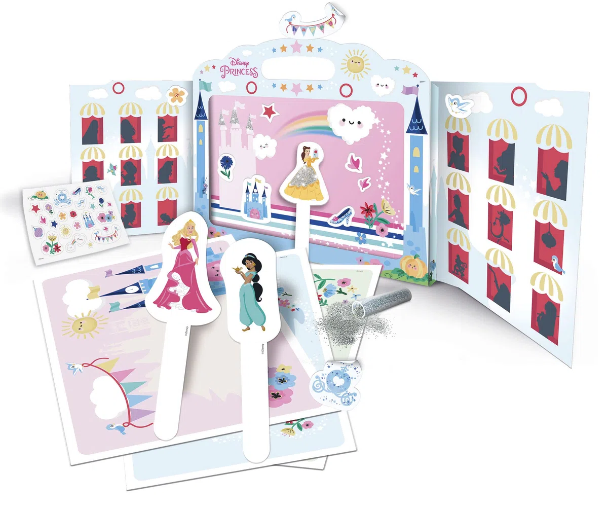 Clementoni - 18727 - Disney Princess Theatre - Teatrino in Cartone da Costruire, con Principesse Disney, per Inventare Storie, Gioco Creativo Bambina 7 Anni - Made in Italy