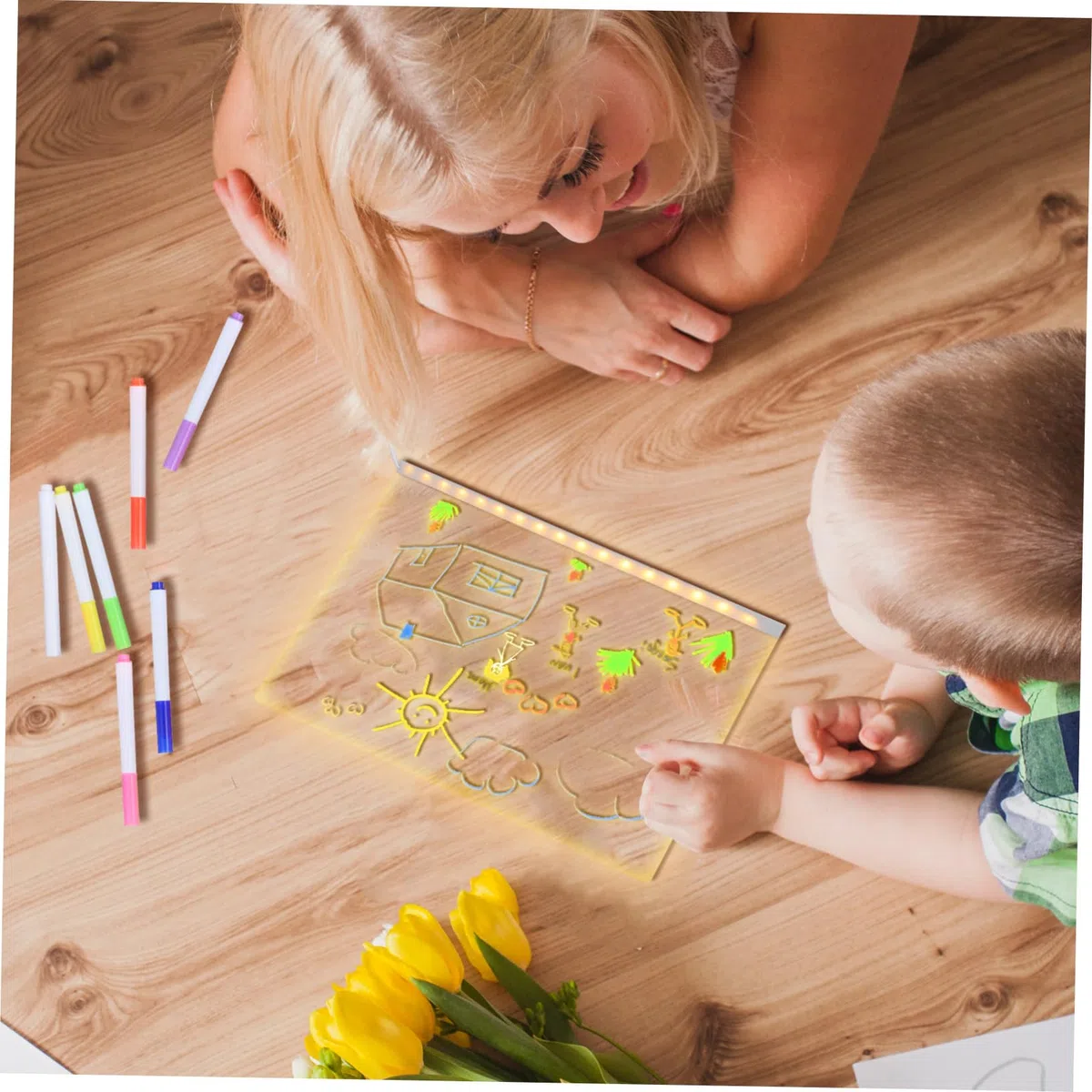 Lavagna Luminosa LED per Tavoletta Acrilica Cancellabile con Supporto Scrittura e Colori per Apprendimento e Creatività Notturna