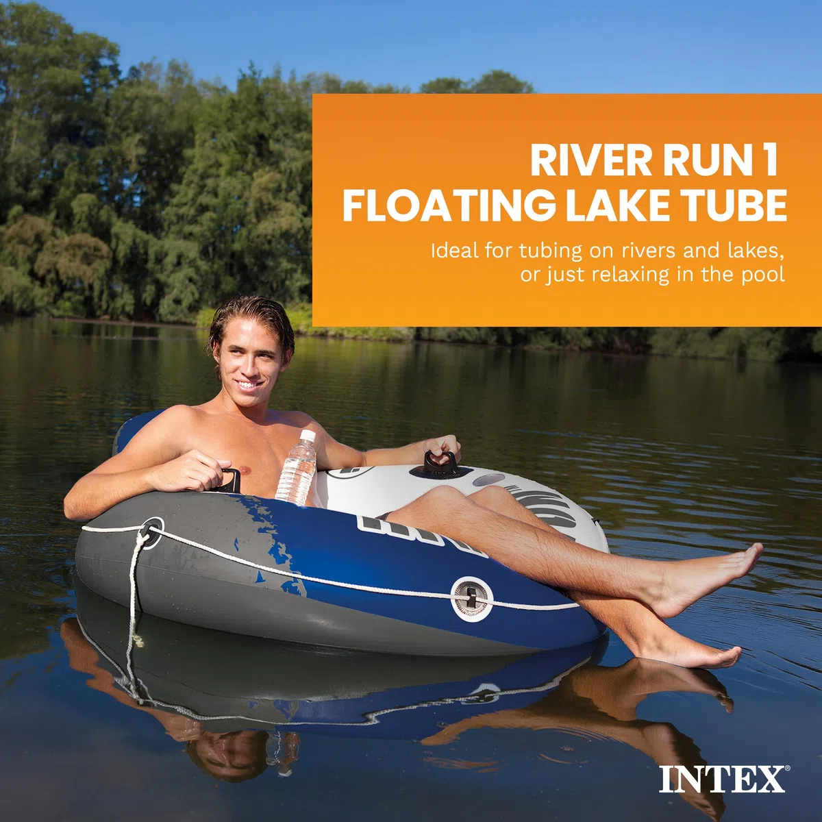 Intex 58825EU - Ciambella Gonfiabile Mare River Run, Vinile, Multicolore, 135 cm