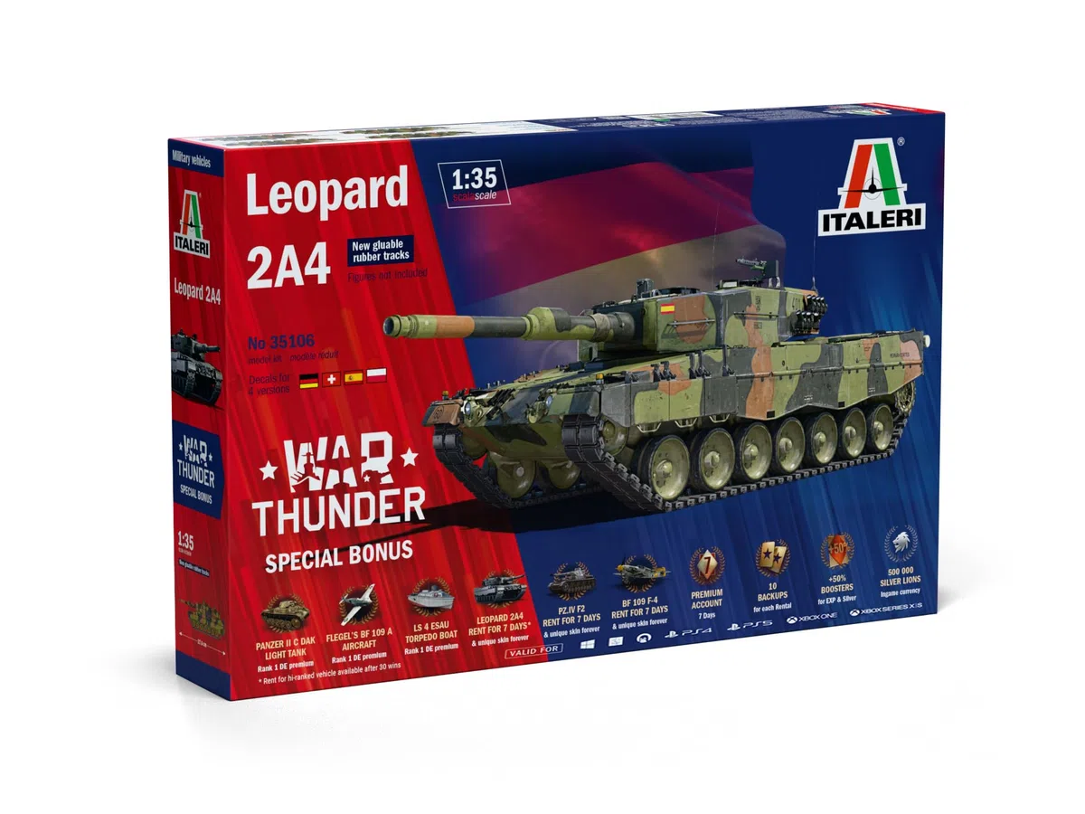 ITALERI 35106 Leopard 2 A4 - War Thunder, Model Kit/Modello in plastica da montare. Scala 1:35