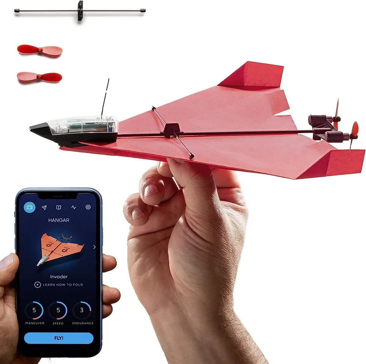 POWERUP 4.0. Set aereo di carta controllato da smartphone di nuova generazione. Facile da usare grazie alla funzione pilota automatico e al giroscopio integrato. Per tutti i piloti amatoriali e piloti