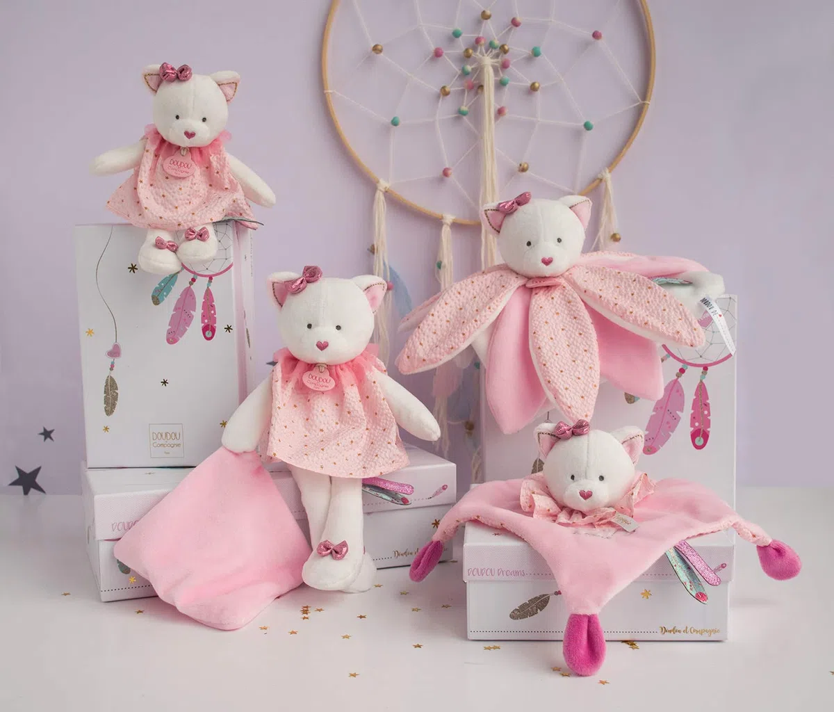 Doudou et Compagnie DC3550 ATTRAP-REVE - Cat Pet doudou, rosa
