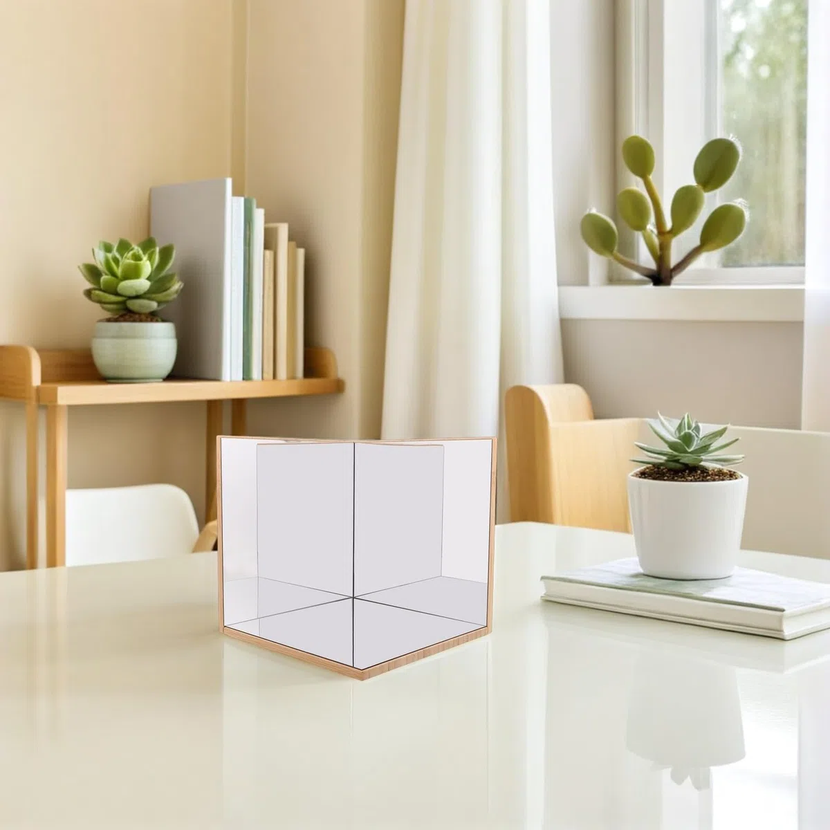 Specchio Montessori per Bambini Angolo Retto in Legno e Vetro, Gioco Sensoriale Portatile per Sviluppo Stem, Adatto per Casa e Scuola Materna