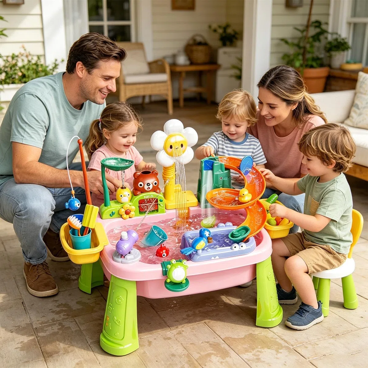 Tavolo D'Acqua Per Bambini Con Rubinetto,Giochi Piscina Elettrici Divertenti Educativi | Tavolo Giochi D'Acqua Estivo Lavello Cucina | Adatto A Bimbi E Bimbe, Interno Ed Esterno, Casa Giardino Spiaggi