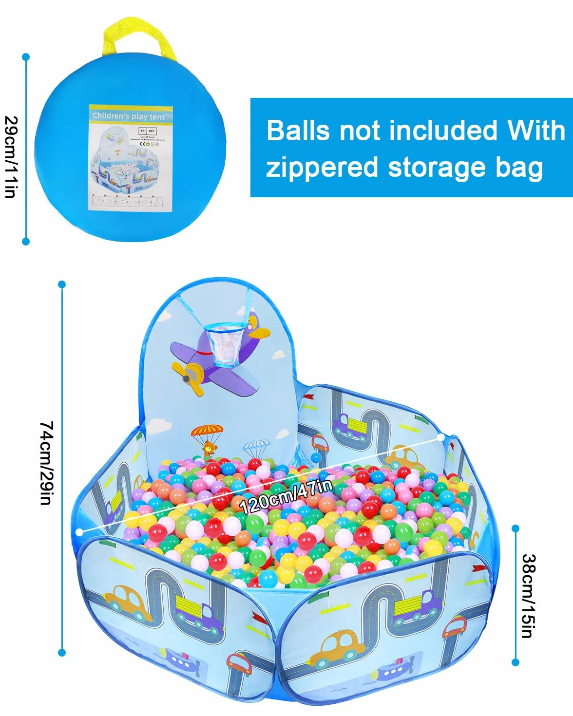 MAIKEHIGH Piscina di Palline per Bambini, Piscinetta da Gioco Pieghevole Pop-up con Cerchio da Basket, Regalo per Ragazzi Ragazze Regalo di Natale (Palline Non Incluse)