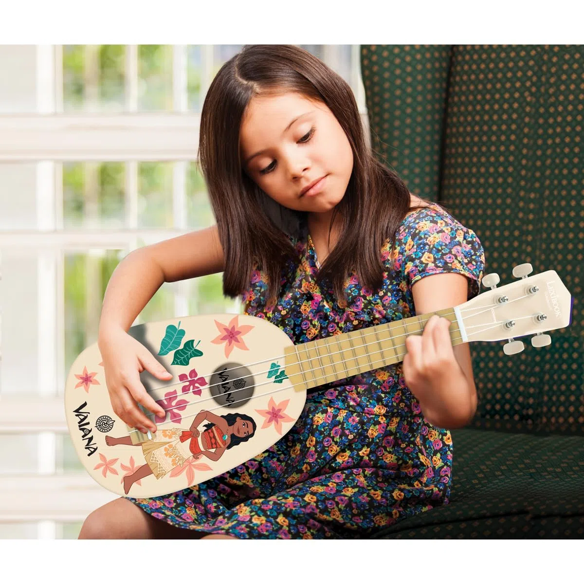 Lexibook, Disney Vaiana, Il Mio Primo Ukulele in Legno, 4 Corde in Nylon, 53 cm, Guida Inclusa, Blu, K230VNLXB
