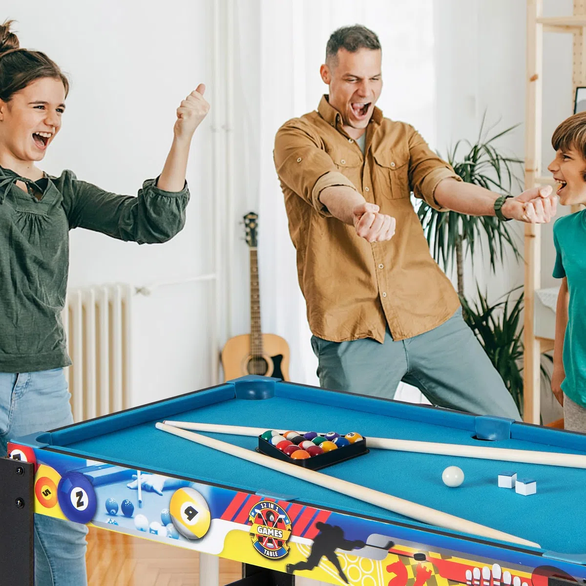 HOMASIS 12 in 1 Tavolo da Gioco, Tavolo Multifunzione con Accessori, Calcio Balilla, Hockey, Ping Pong, Biliardino Professionale per Casa, Bar, Ufficio per Adulti e Bambini dai 6 Anni in su