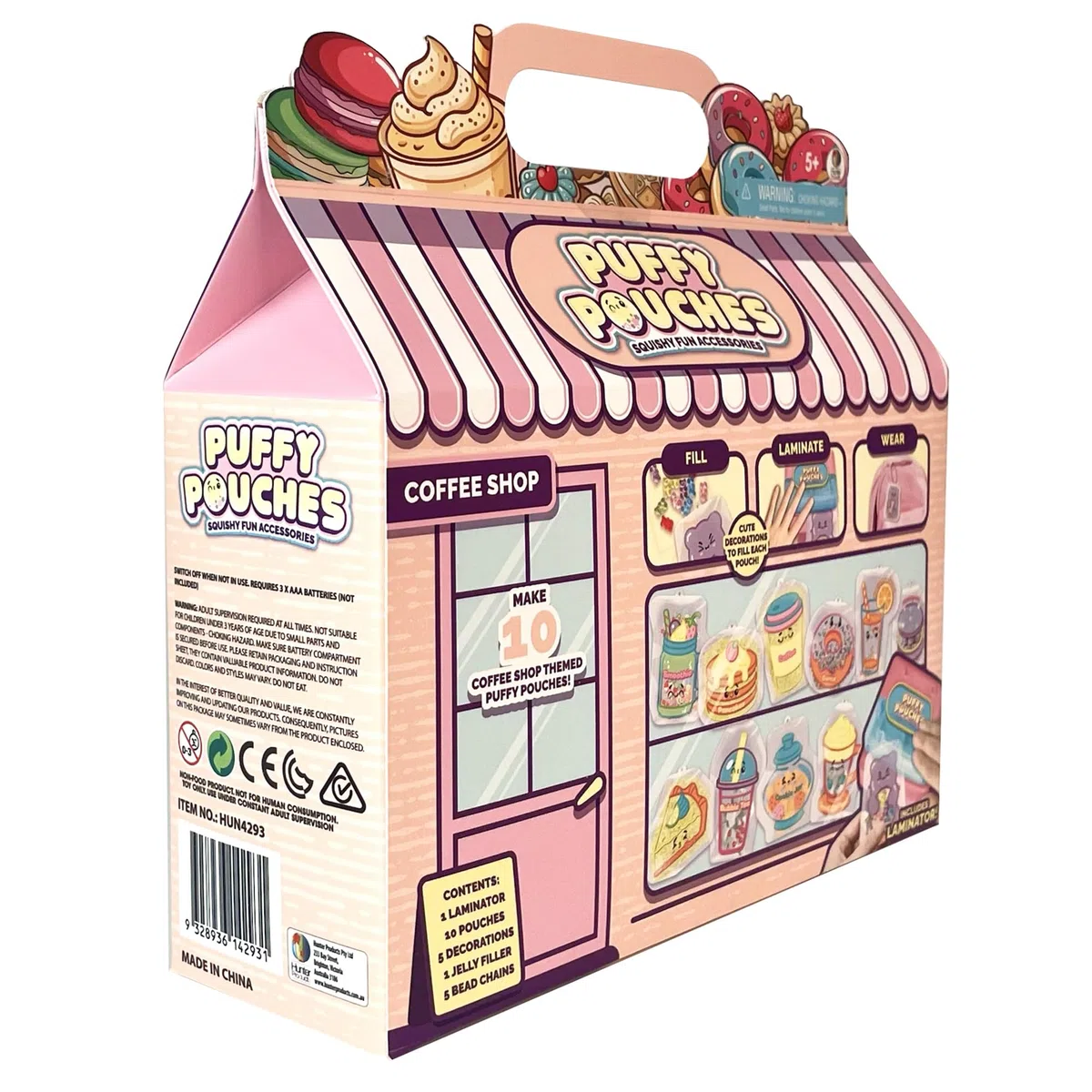 Squishy Fun Accessories Coffee Shop Set 10 sacchetti riempibili con laminatore, riempimento gelatina e collane di perle, a partire dai 5 anni in su