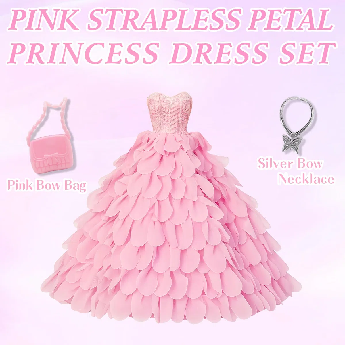 21 vestiti per bambole per bambole da 21,5 cm, compatibili con Barbie senza spalline da principessa, set in maglia grossa, set da palcoscenico, collo, petali, abito da sirena, colorato, set da 10