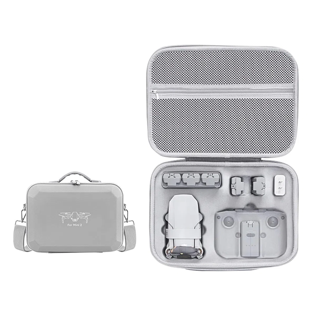 O'woda Custodia per DJI Mini 4K/ Mini2/ 2 SE, Borsa Rigida Viaggio Protettiva Grande Capacità Borse Impermeabile per DJI Mini 4K/ Mini2/ 2 SE Droni Accessori - Grigio