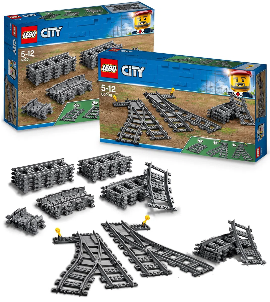 Lego City Binari & Morbidi (60205 + 60238), set di estensione ferroviaria station wagon
