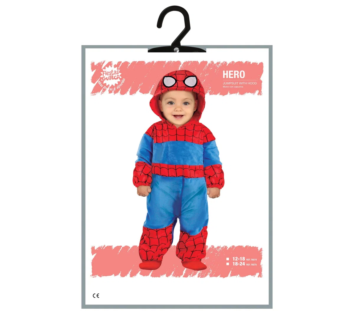 FIESTAS GUIRCA | Costume Baby Hero - Cappuccio e Tuta per Bebè e Bambini Piccoli - Costumi da Supereroi e Villain per Feste, Halloween e Carnevale - Blu e Rosso