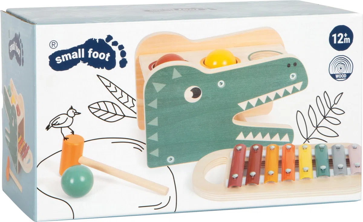Small Foot Gioco con martelletto con xilofono Safari, Gioco in Legno per martellare e Fare Musica, per Bimbi, 12461