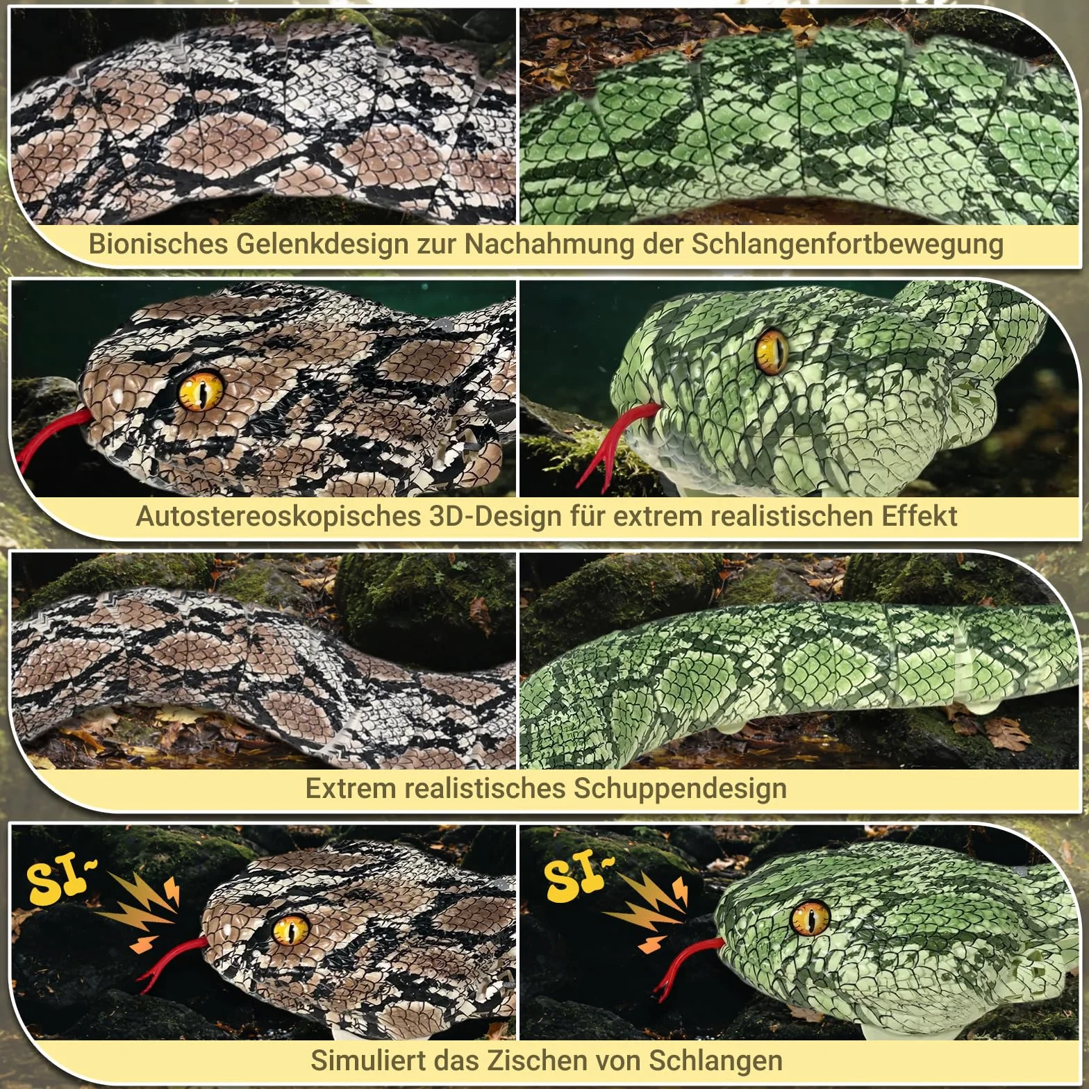 HILKKET Serpente telecomandato, serpente pitone RC da 64 cm per terra e in acqua a 5 km/h, giocattolo impermeabile per piscina
