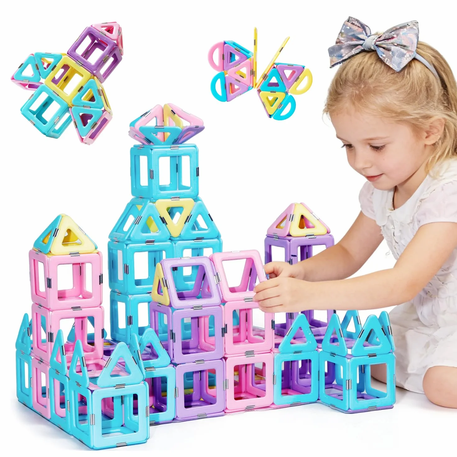 Magblock Magnetico Costruzione Costruzione Giocattoli 52 Pezzi Blocchi Magnetici Gioco Set Per Ragazzi e Ragazze Creatività Apprendimento STEM Giocattoli Magneti Piastrelle Regali per Bambini
