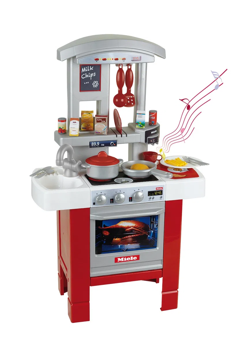 Theo Klein 9106 Cucina da principiante Miele, Cucina giocabile su entrambi, lati e con Accessori, Piastra con Suono, Giocattoli per Bambini dai 3 Anni in su