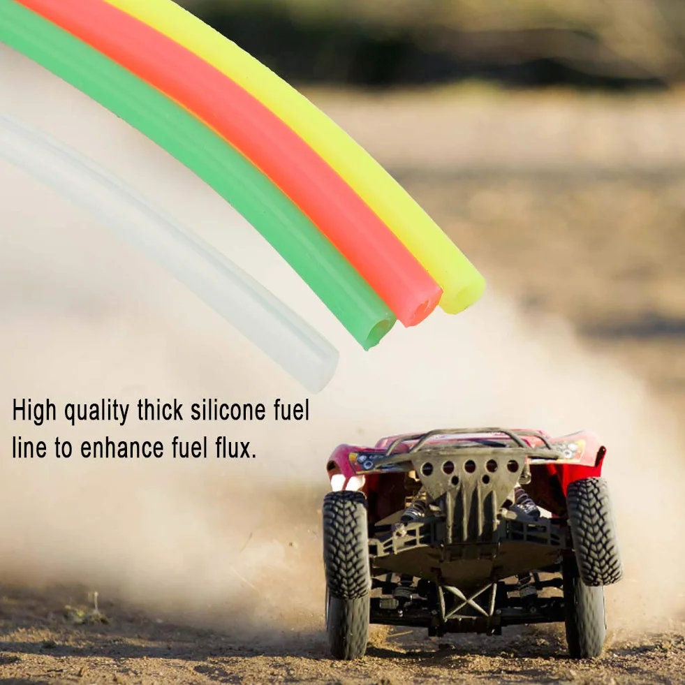 Naroote Tubo Carburante in Silicone per Auto a Benzina RC 1:10 - Tubo Carburante Antiusura e Resistente Alla Corrosione di Alta qualità - Confezione da 4 per Appassionati di RC