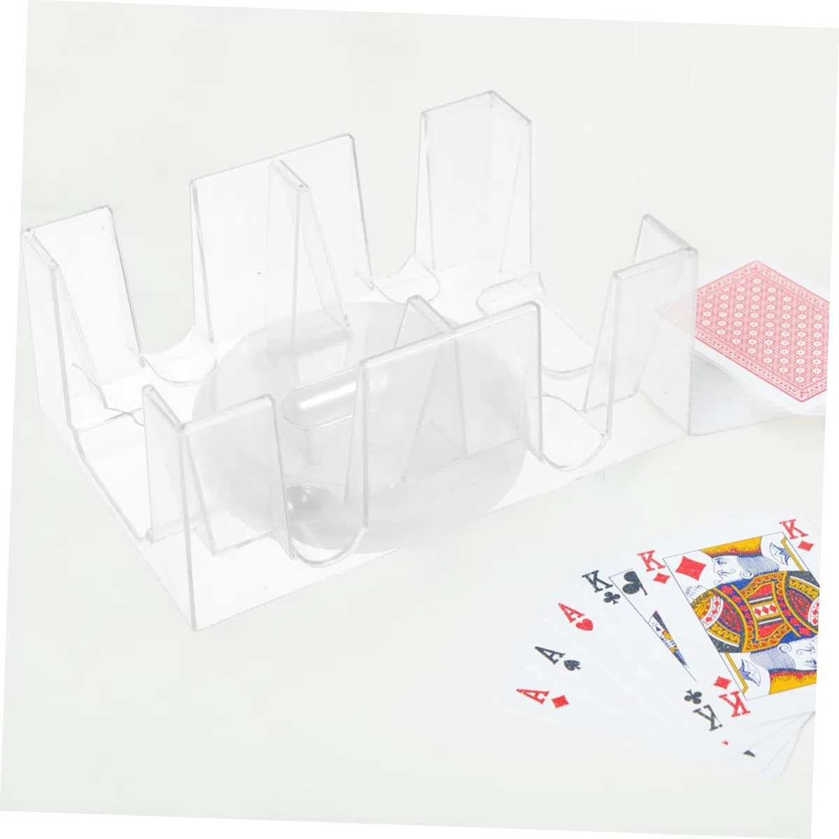 VICASKY Supporto Girevole per Carte da Gioco, Vassoio in Pc Trasparente, Leggero, Elegante, per Tavolo da Poker e 6 Set di Carte