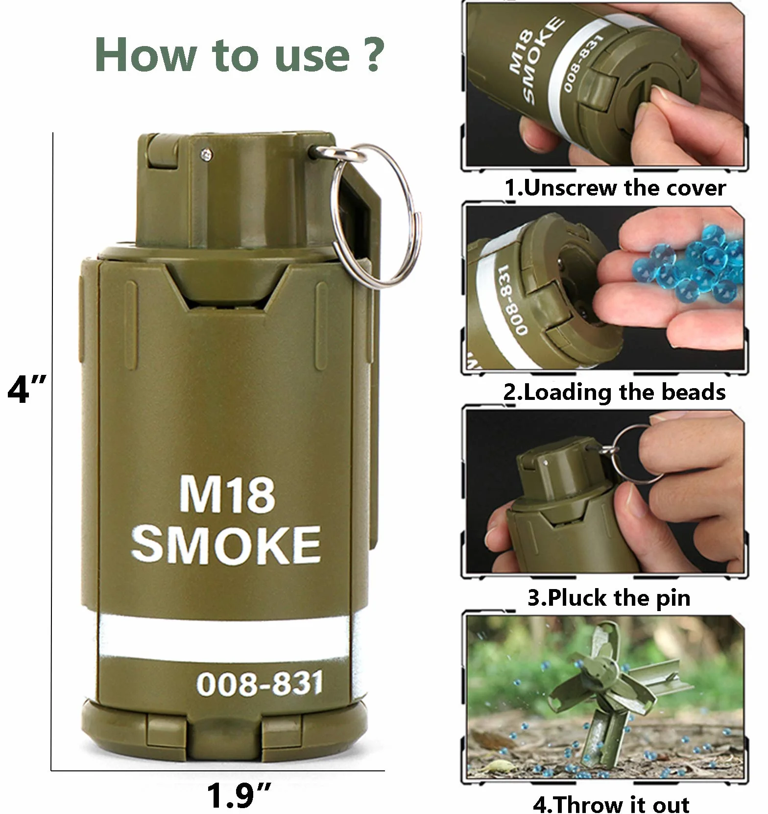 Bombe a mano Giocattolo dell'esercito Tactical CS Perline d'acqua Giocattoli di granata softair Battle Water Game Balls Refill BB Shower Rival Role Playing Game Dress Game Set Regalo per 14+