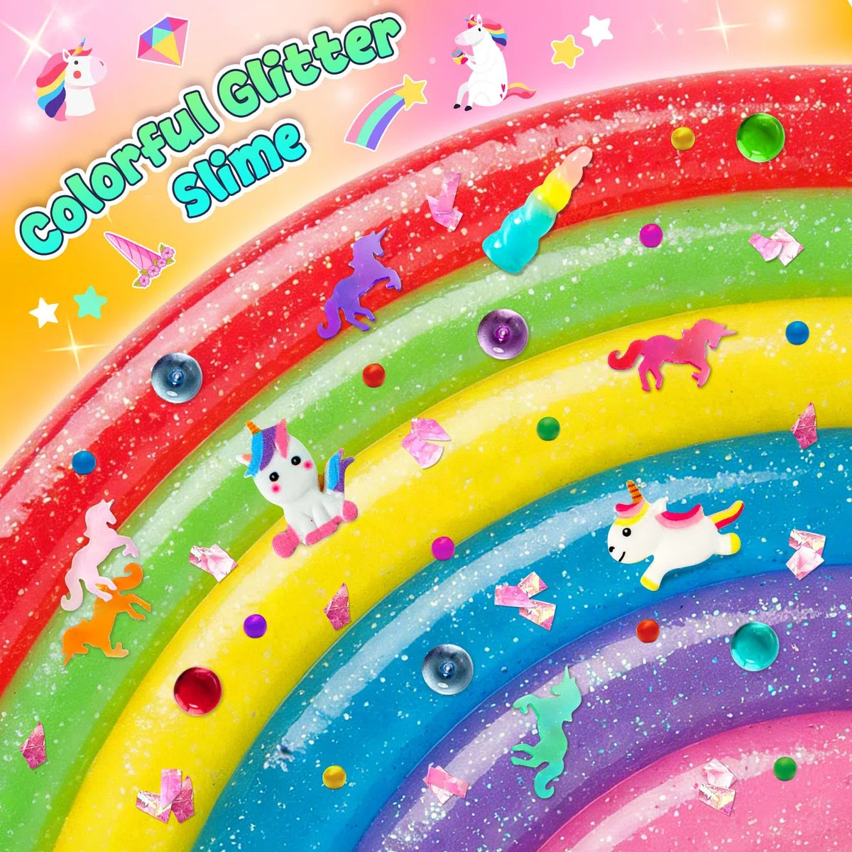 Kit Slime Fai da Te per Bambine, Kit Slime Galaxy per Bambine 3-12 anni, Glimmer Crunchy, Slime Burro, Schiuma, Nuvola con Aggiunte, Palline di Schiuma, Charm, Regali per Feste per Bambini