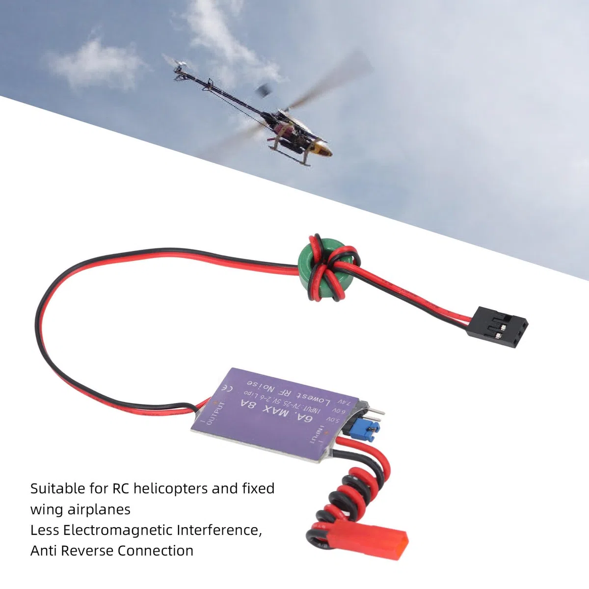 Modulo Regolatore di Tensione UBEC Esterno per Elicotteri RC, Ingresso Pacco Batteria 7-25,5 V, Uscita 5 V 6 V 7,4 V 6 A