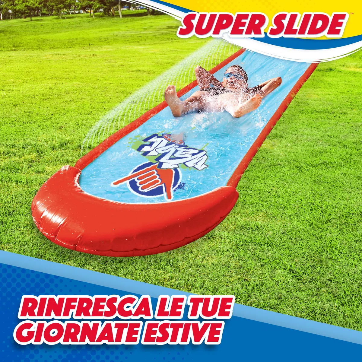 Wahu - SUPER SLIDE - Scivolo Acquatico da 7,5 m per Giochi da Giardino per Bambini dai 5 anni - Con Sistema di Nebulizzazione - Facile da Installare - Regalo Bambino Perfetto per l’Estate