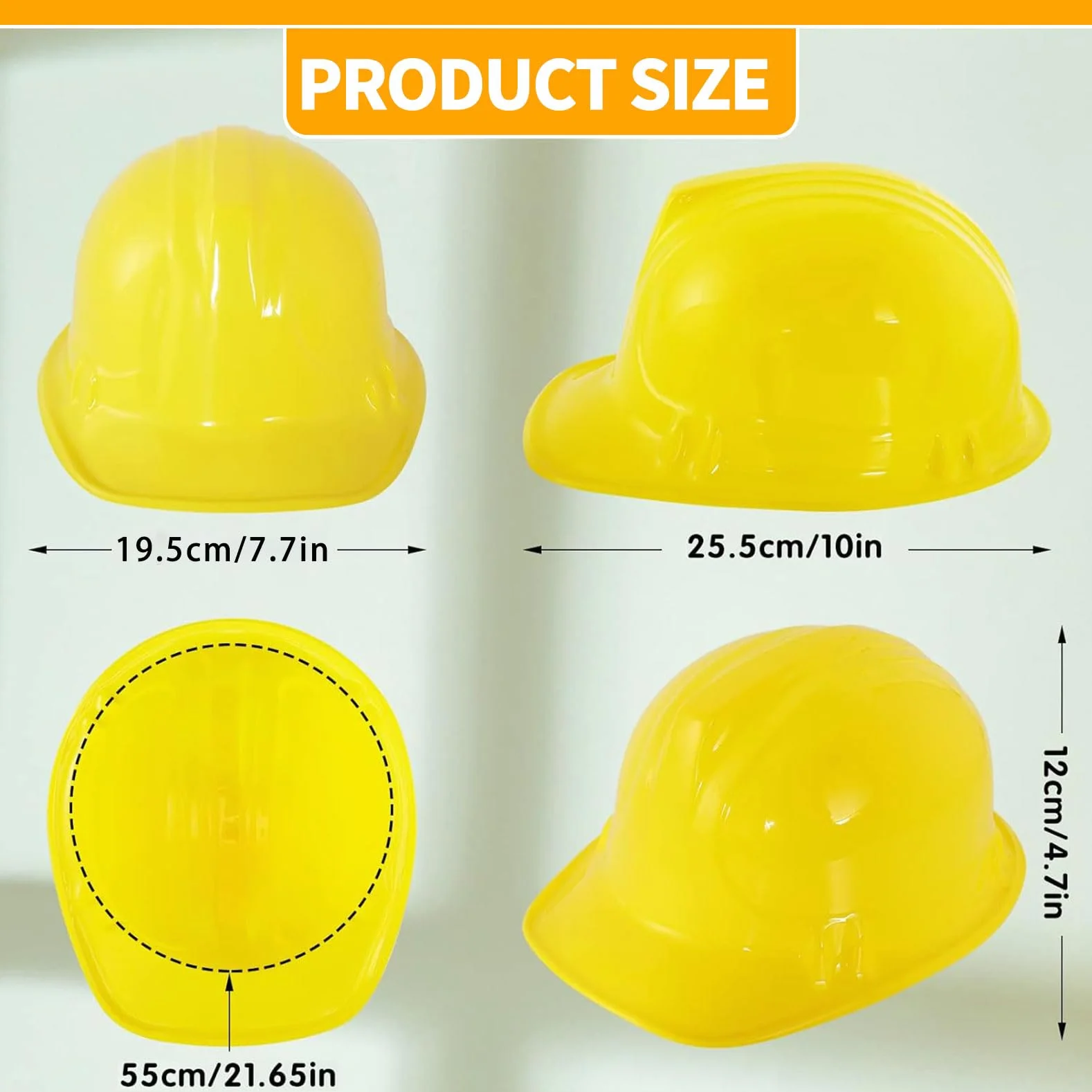 12 pezzi casco da costruzione per bambini, giallo per lavoratori edili, set di casco da costruzione, riutilizzabile, morbido casco da cantiere, per feste a tema di costruzione, compleanni