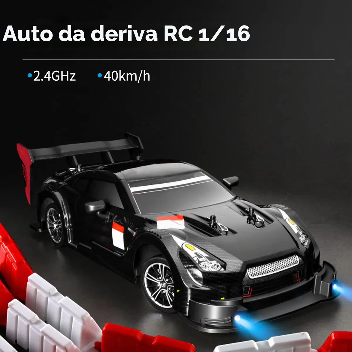 Goolsky - Auto telecomandata, Drift Car, scala 1/16, 2.4GHz, 4WD, velocità 40km/h, modellino di auto radiocomandata da corsa