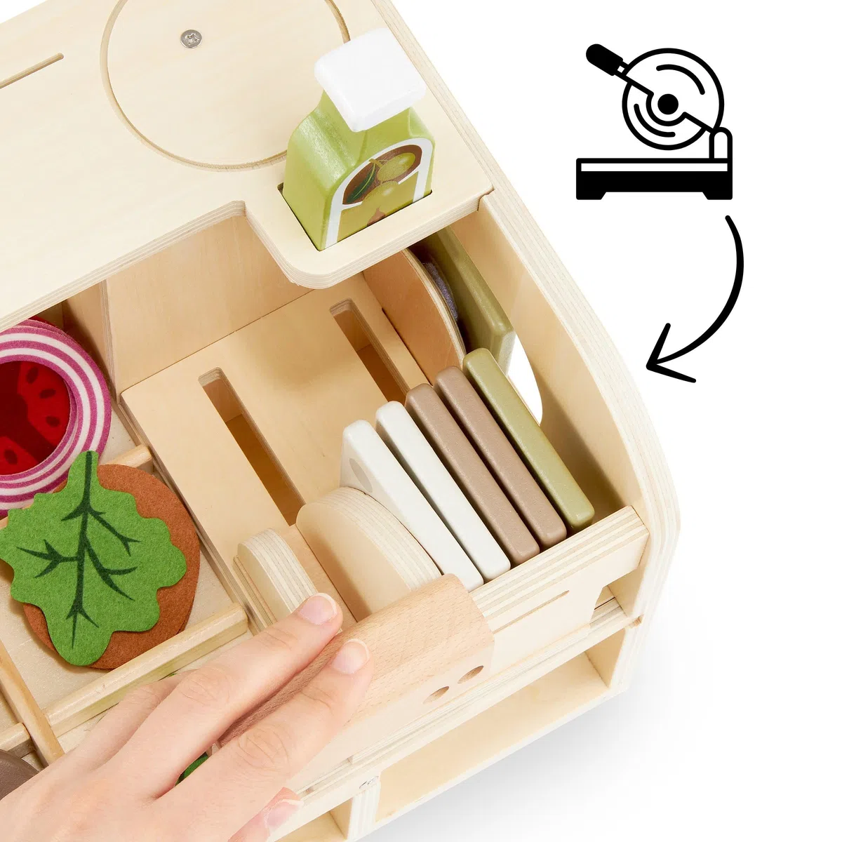 mamabrum Paninoteca Giocattolo in Legno per Bambini, Banco Fast Food con Cibo e Accessori, Gioco di Ruolo Ristorante, Panini e Cucina Giocattolo, 3 Anni