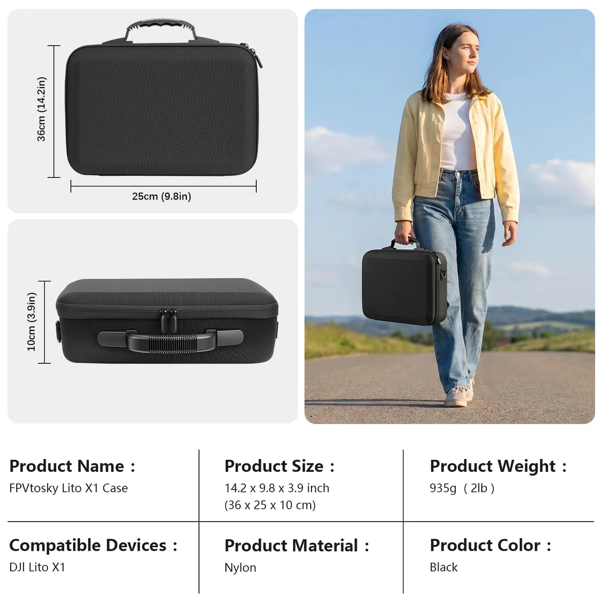 FPVtosky Lito X1 - Borsa portatile per DJI Lito X1 Fly More Combo, compatibile con RC 2 accessori telecomando [Solo borsa]