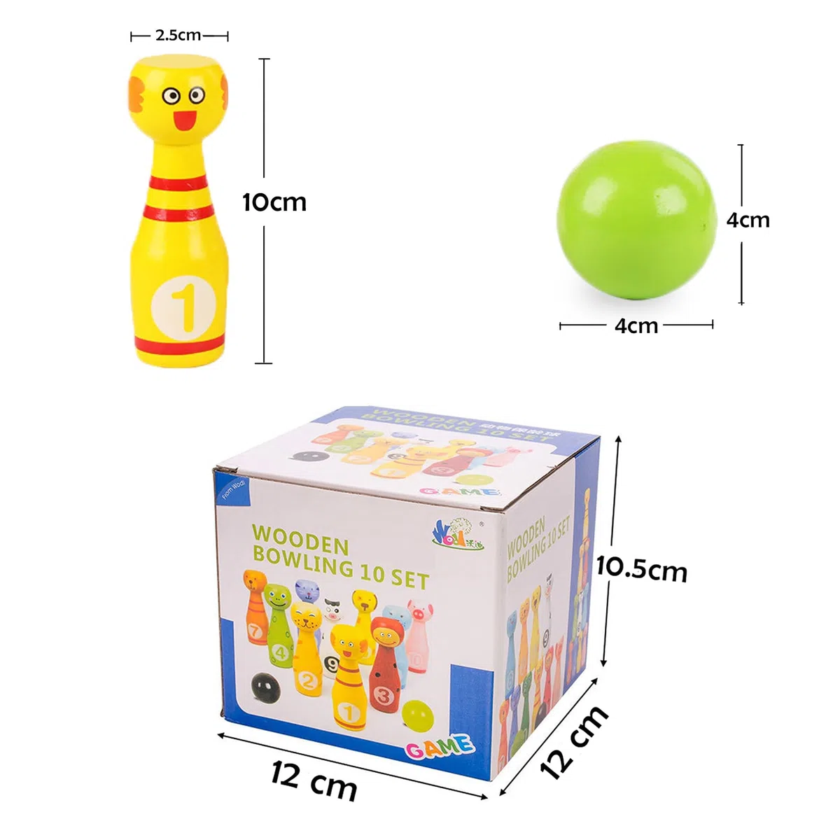 Giocattoli Di Legno Da Bowling, Palle Da Bowling Con 10 Diversi Modelli Animali e Numeri, 3 Palle, Bowling Set Per Esterno Interno Giochi Giocattoli, Giochi Bambini