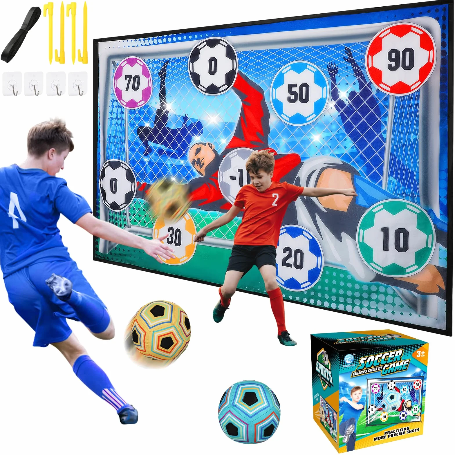 VATOS Set da Gioco con Pallone da Calcio per Bambini, Porta da Calcio in Cortile per Interni ed Esterni con Palline, Regalo di Compleanno per Ragazzi e Ragazze di 3 4 5 6 7 8 Anni Giocattolo Sportivo