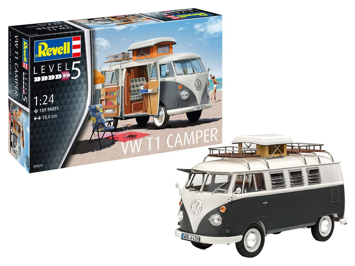 Revell 07674 VW T1 Camper 1:24 Kit modellino in plastica non costruito/non verniciato